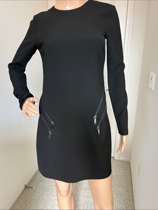 Zara Dresses & Skirts - ZARA Classic Black Long-Sleeve Mini Dress with Zip Accents